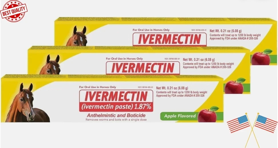 Pack of 3 Horse Dewormer Paste 1.87% Apple