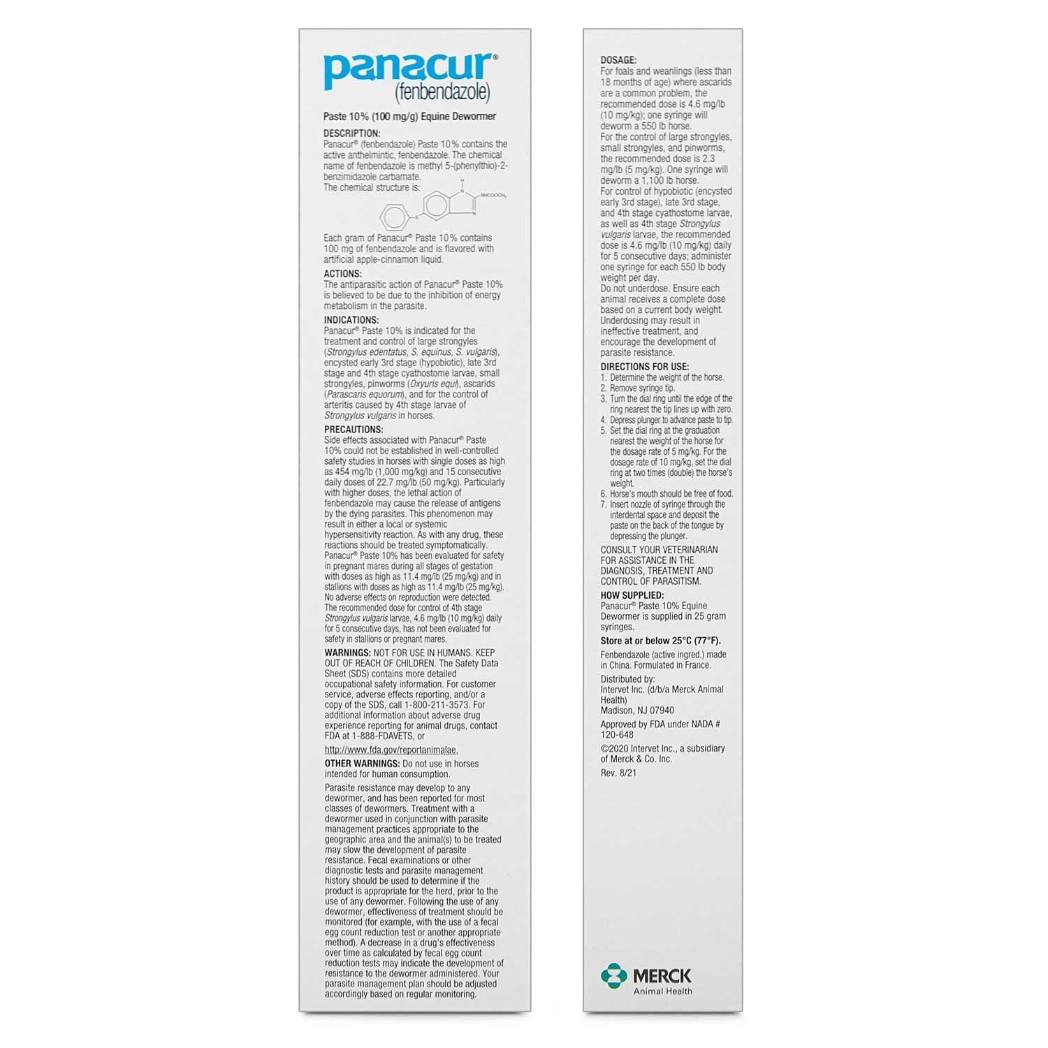 (3 Pack) PANACUR Dewormer Horse Paste 10%, 100mg Each White