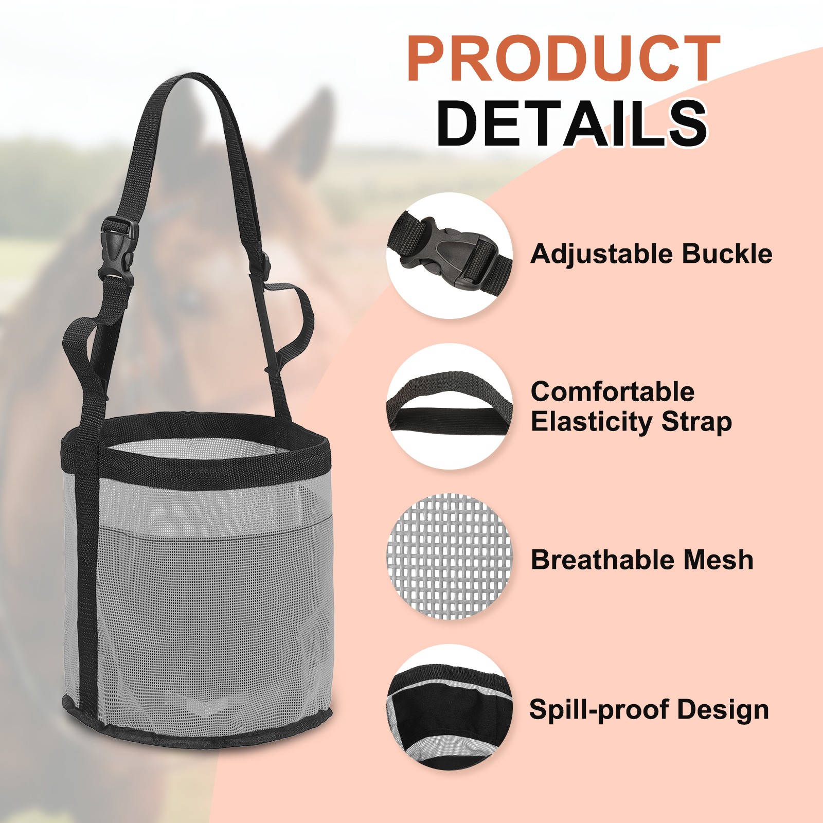 Horse Feed Bag Grey M Intended for Horse Feeding Grain