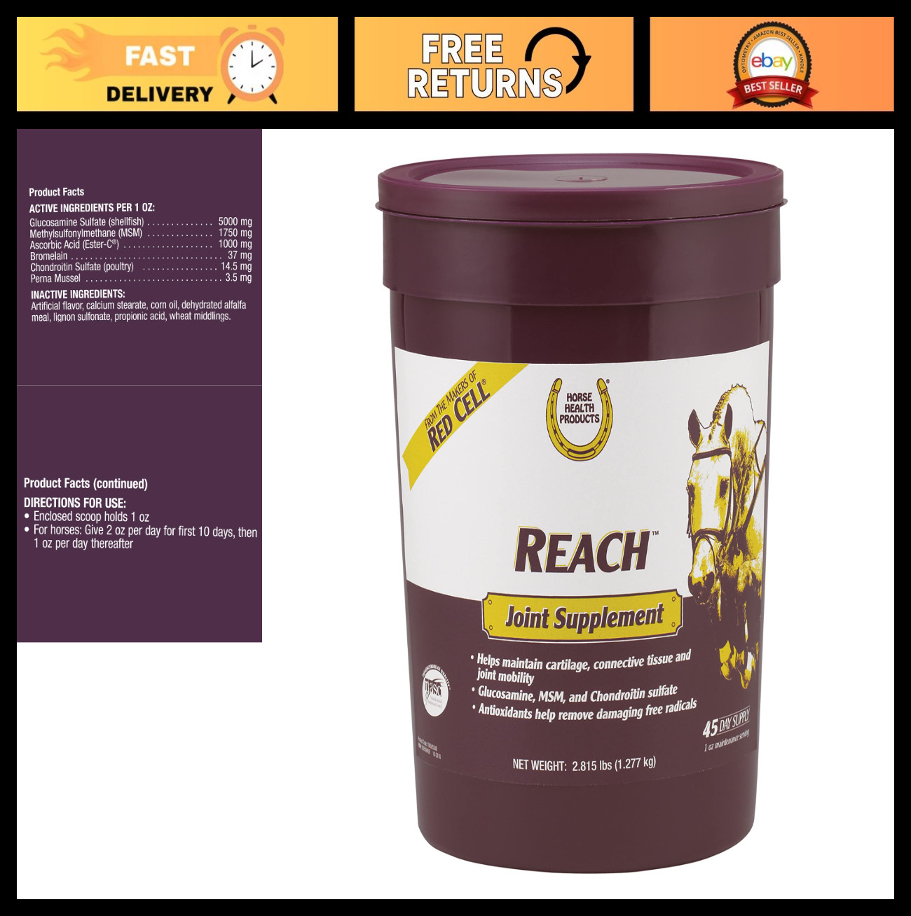 Joint Health Pellets for Horses – 2.81 lbs, Supports Mobility & Flexibility