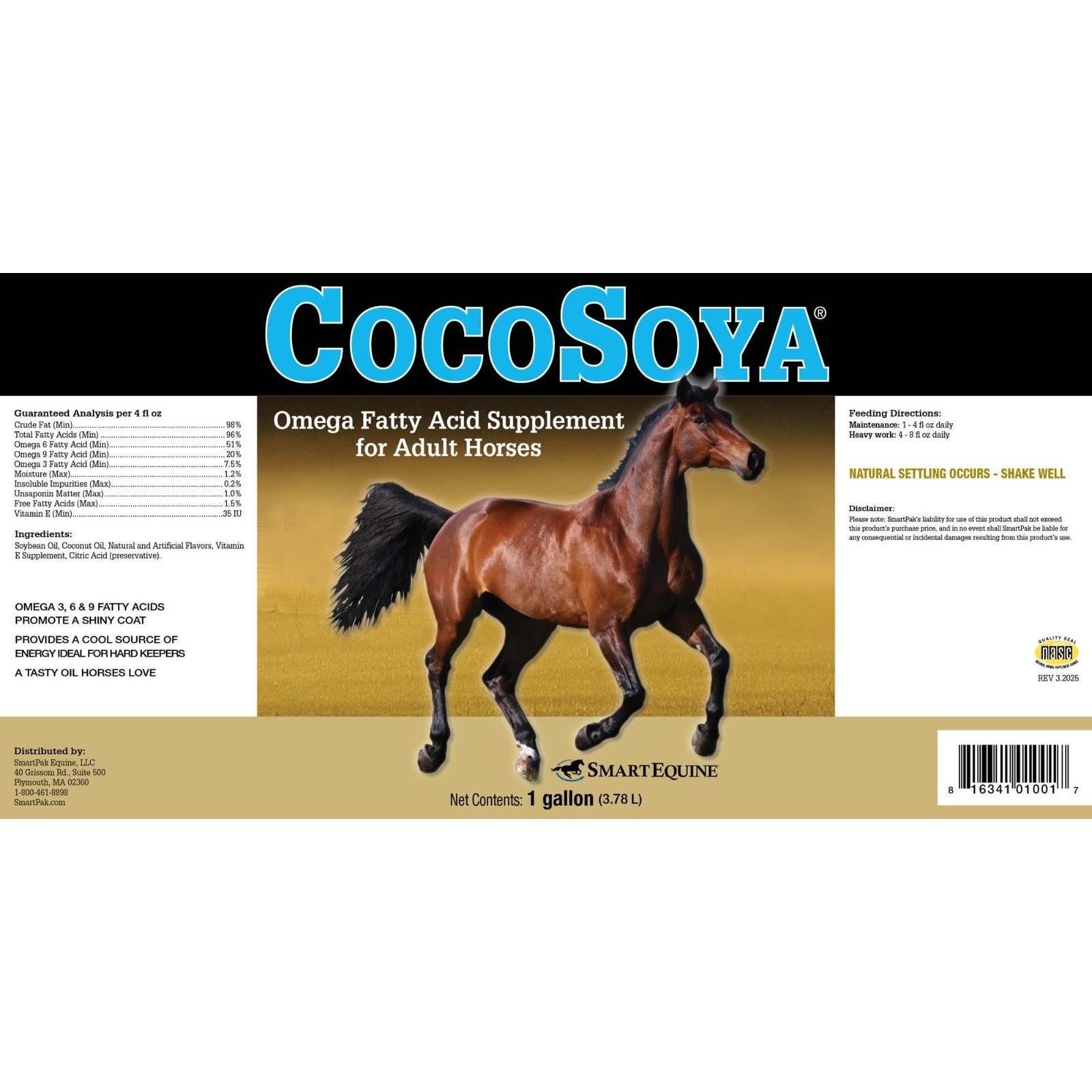SmartEquine CocoSoya Oil, 1 Gallon, 32 Servings