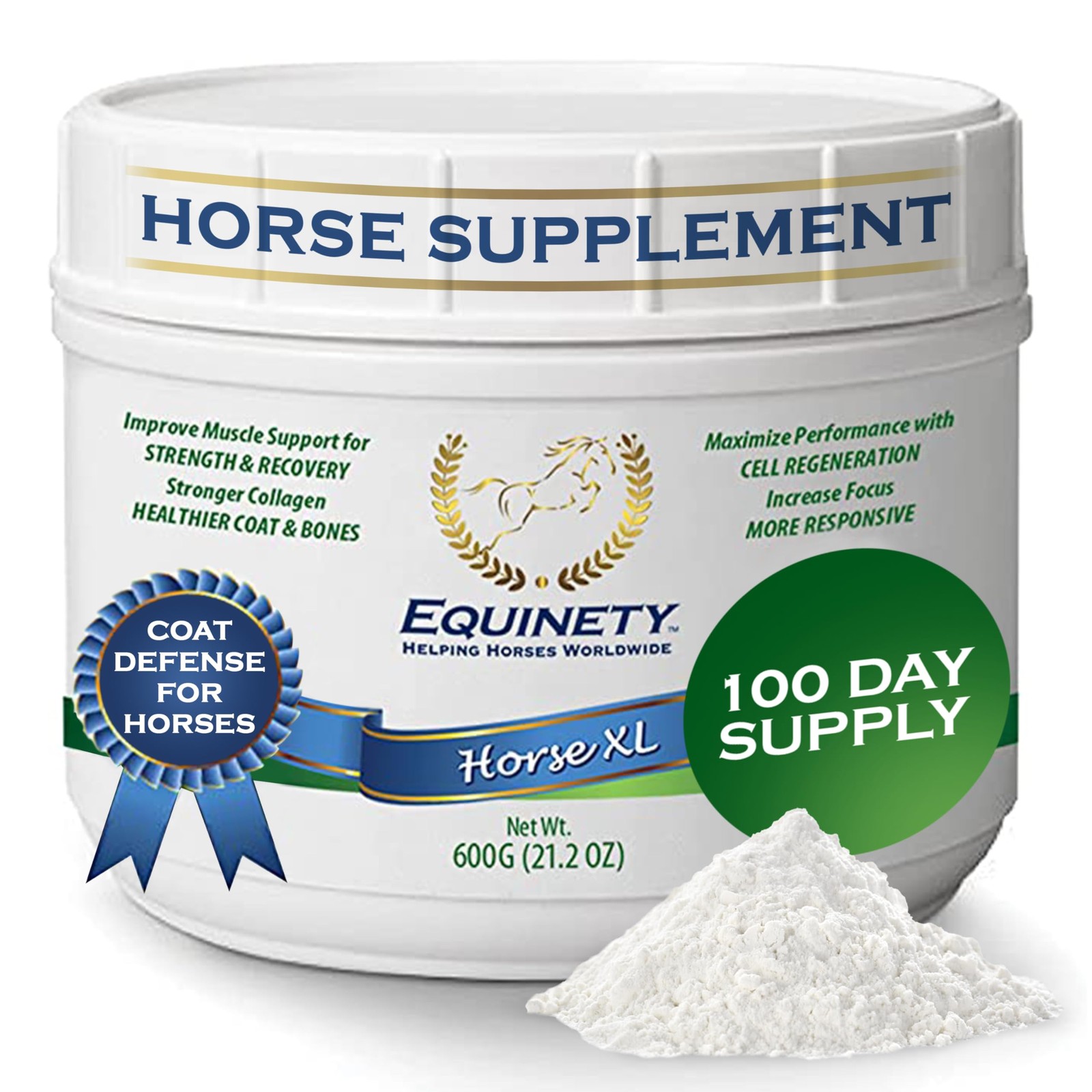 100-Day Supply Horse XL Supplement – Amino Acids for Cellular Repair, Coat De…