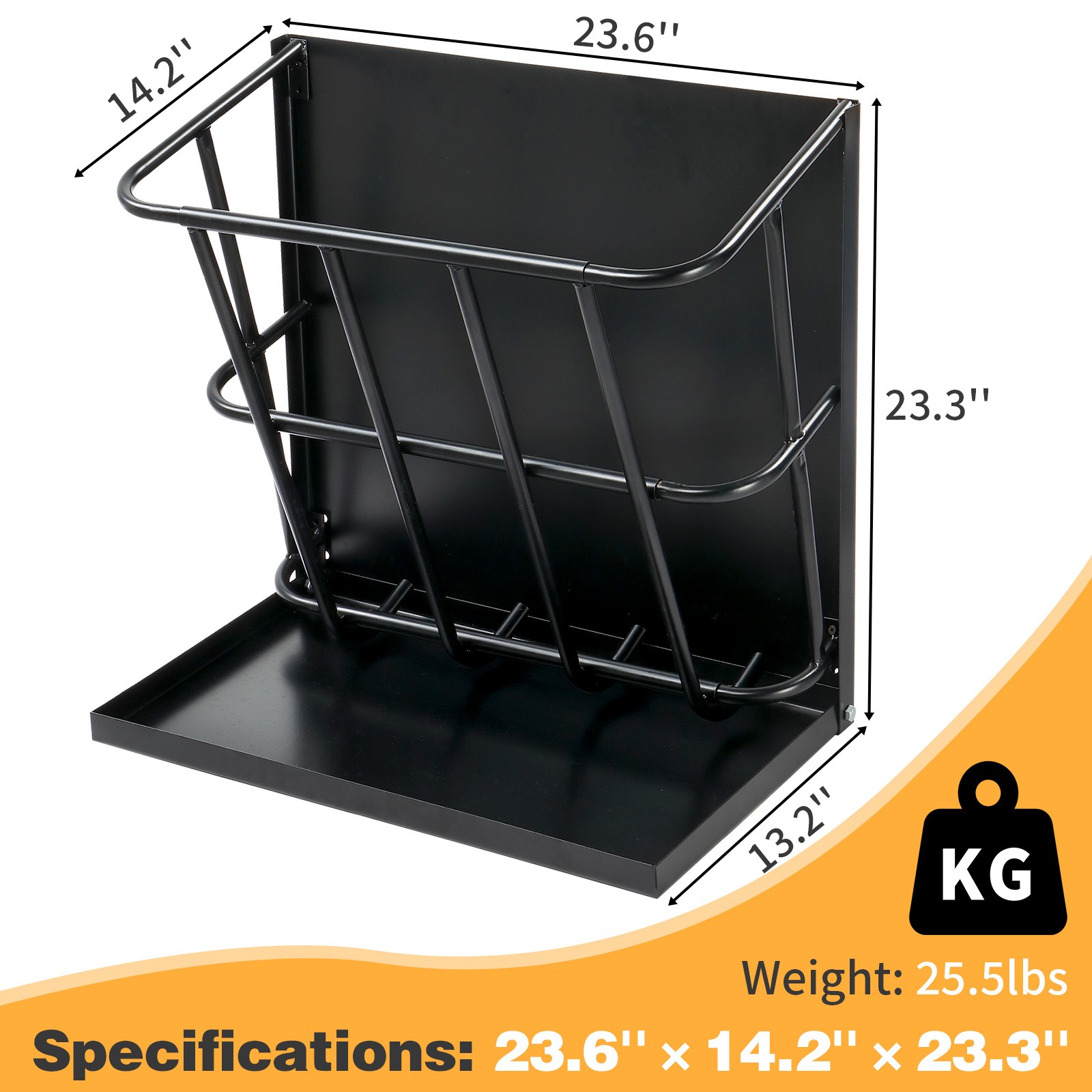 2in1 Hay Feeder Detachable Grain Tray Goat Sheep Livestock Wall Mount Steel Rack