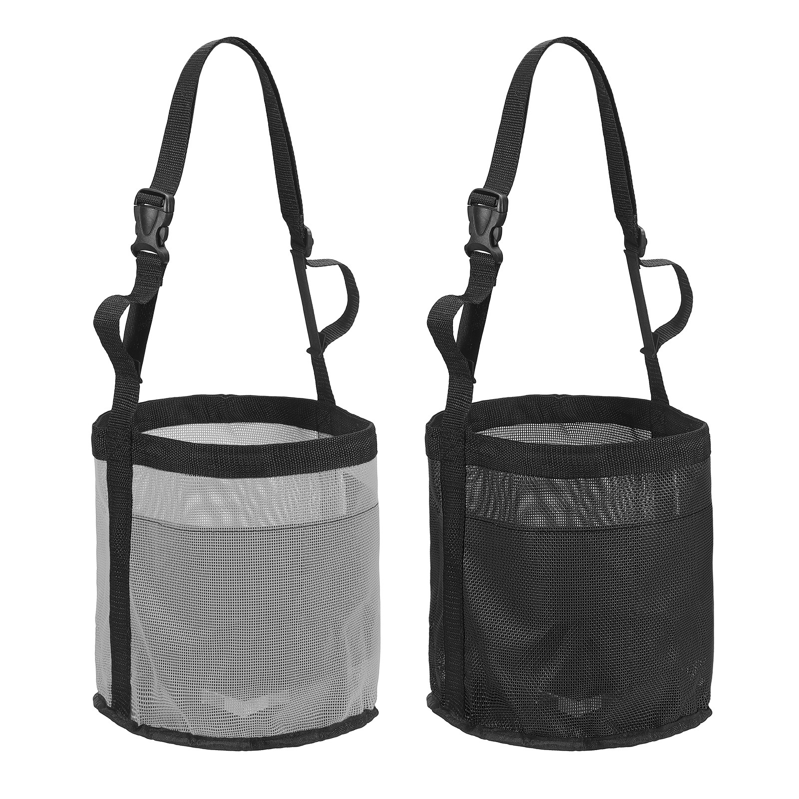 2Pcs Horse Feed Bag Black/Grey M Intended for Horse Feeding Grain