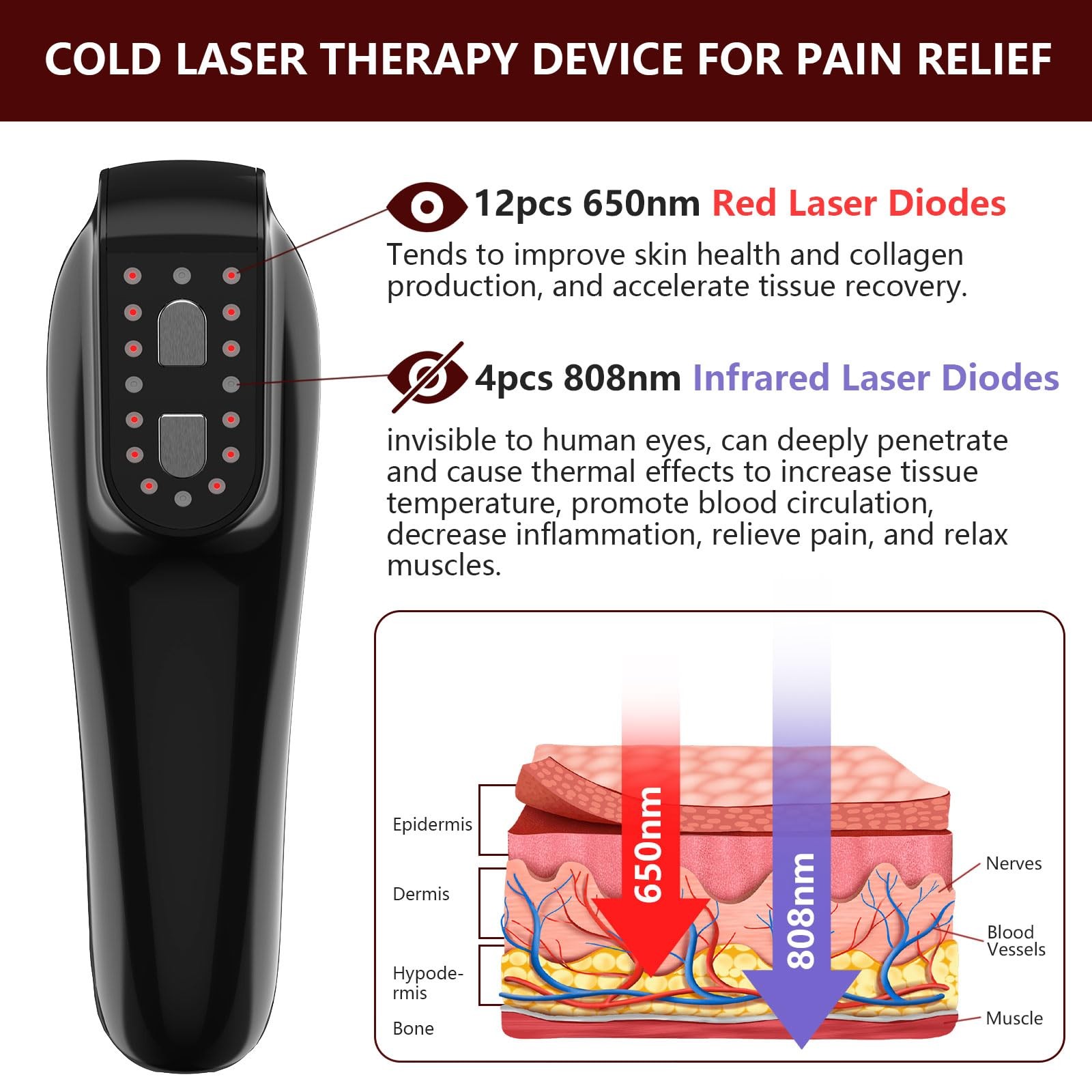 PUPCA Cold Laser Therapy Device for Horse, Portable Red Light with…