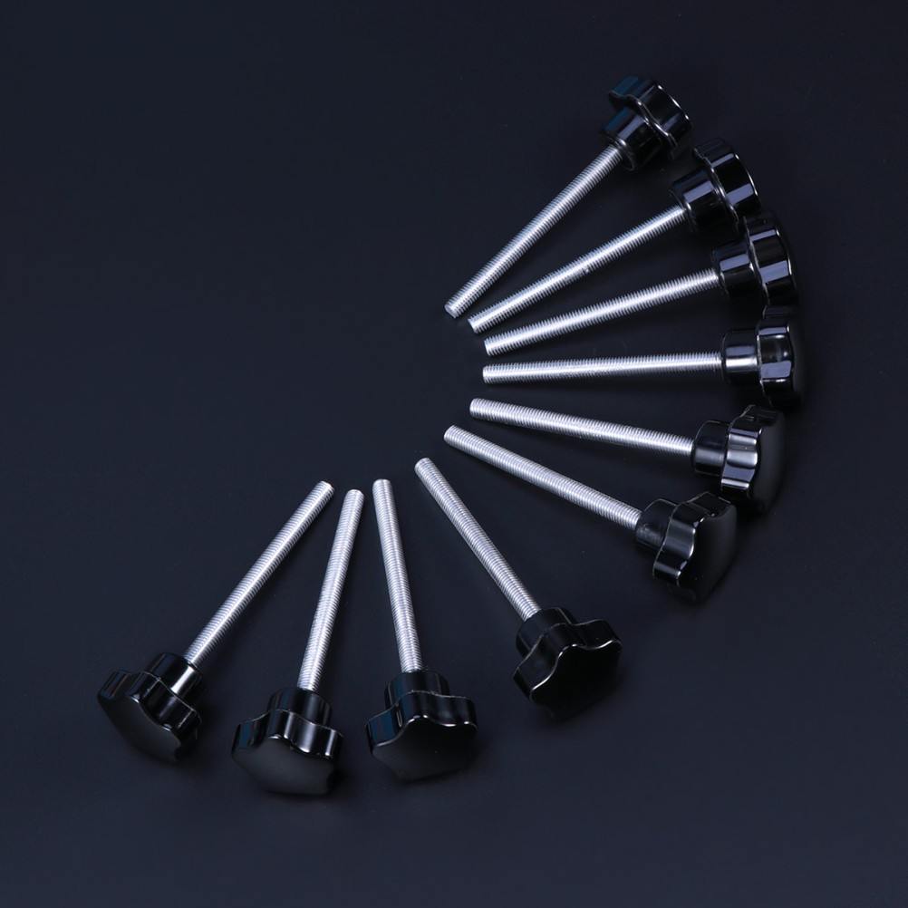 10 PCS M5x60 Hole Screw Grips Clamping Knobs (Black)