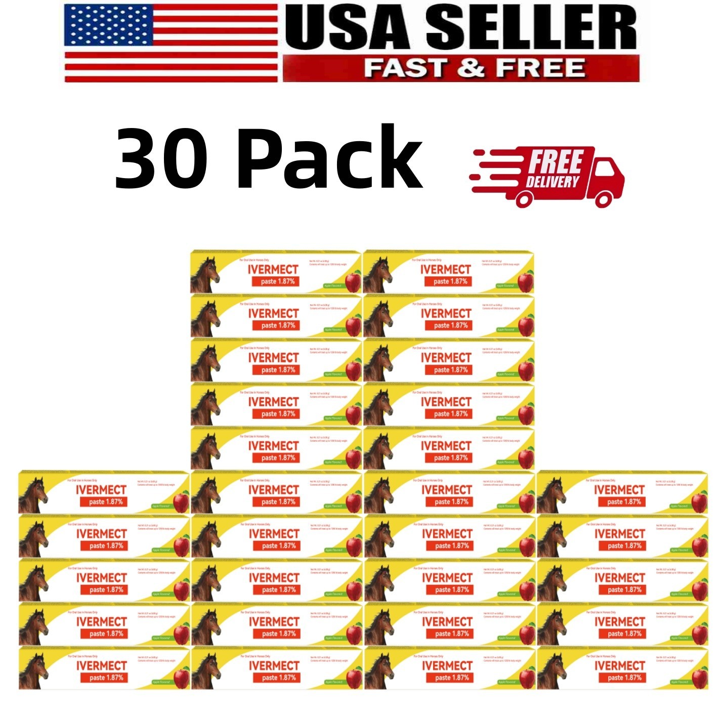30 Packs in Box Paste Horse Dewormer Apple Flavor Wormer Friendly 1 /2028