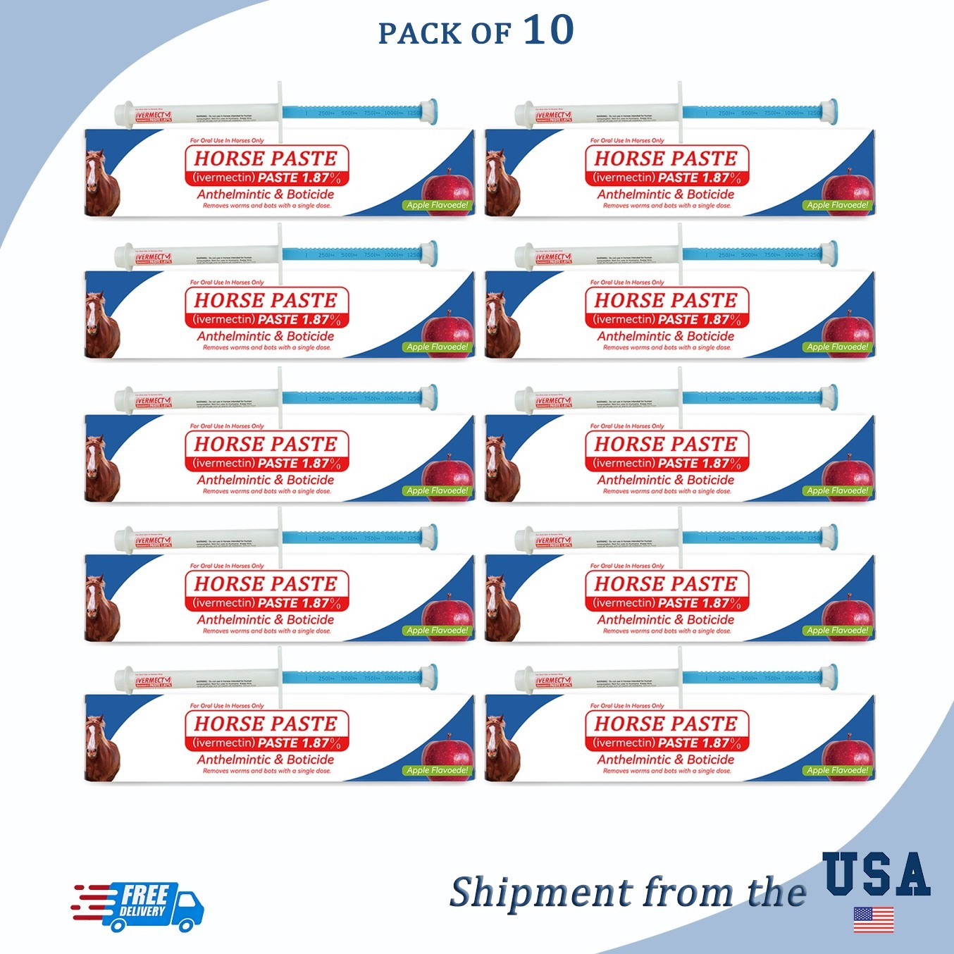 10 Pack Horse Dewormer Paste Apple Flavor – Super Bulk Discount & 1/2028
