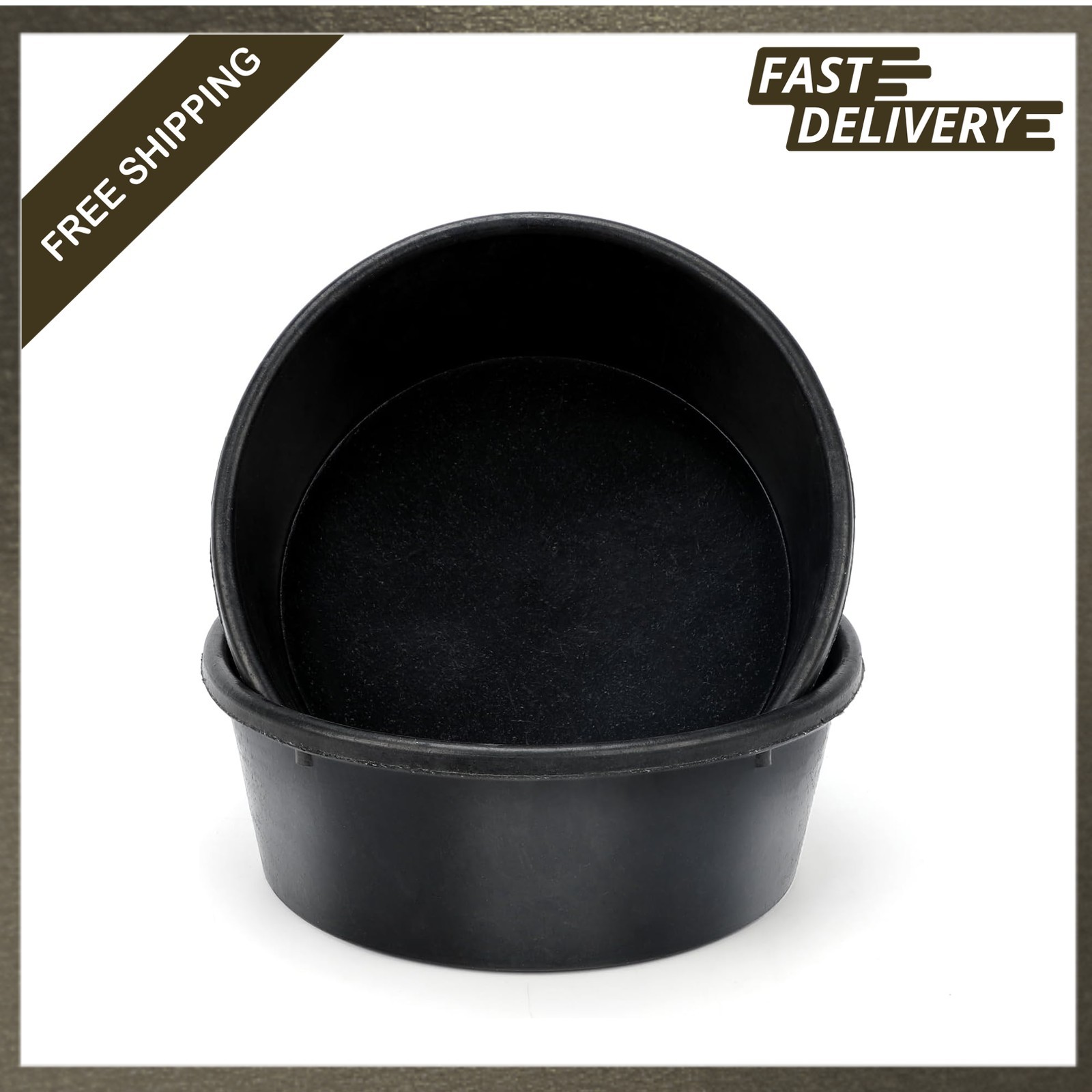 2Pcs Rubber Feed Pan 1 Gallon Livestock Water Bucket for Horse Dog Pig Goat