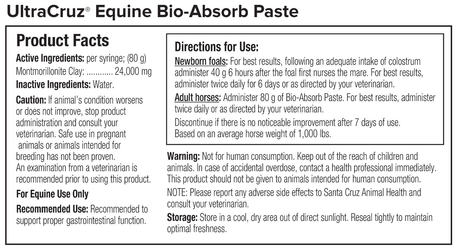 UltraCruz Equine Bio-Absorb Supplement for Horses, 60 ml, Paste (1/4 Day Supply)