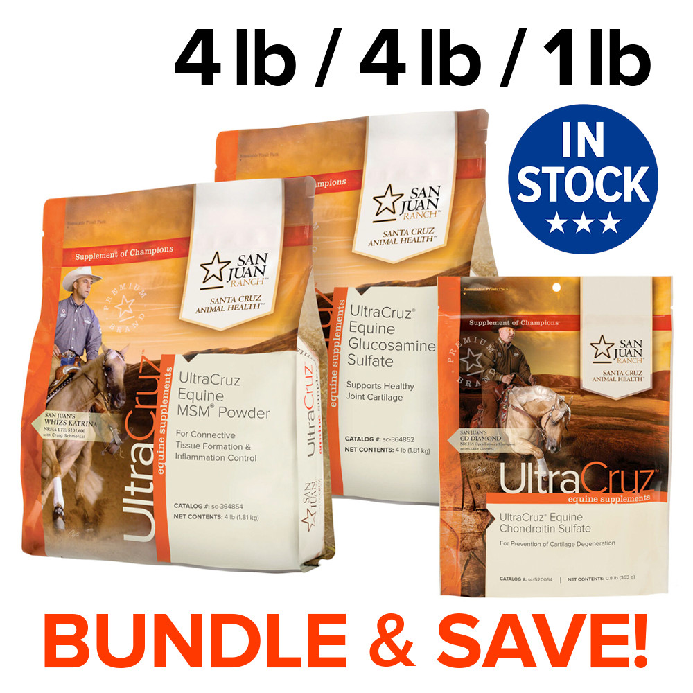 UltraCruz Horse MSM (4lb) Glucosamine (4lb) &Chondroitin (1lb) Supplement Bundle