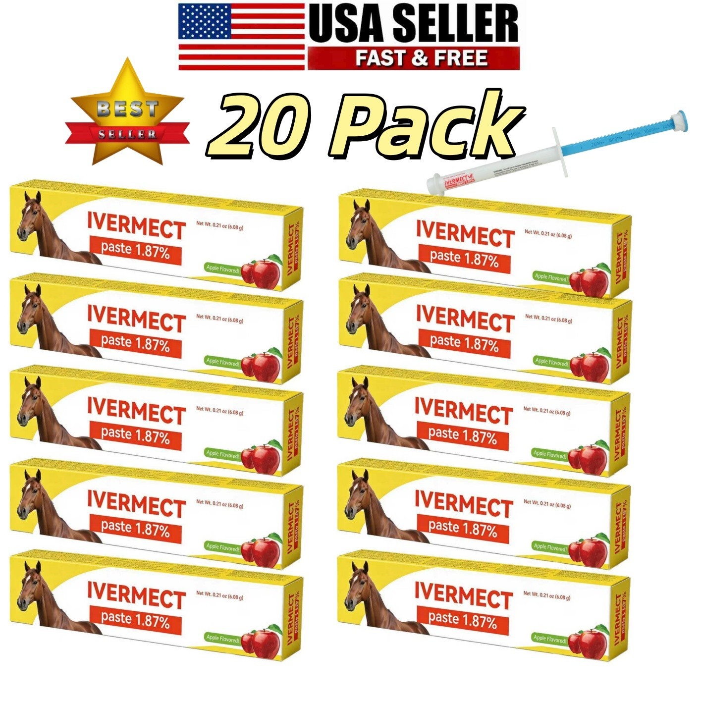 20 Pack In Box Paste Horse Dewormer Apple Flavor wormer exp 1/2028