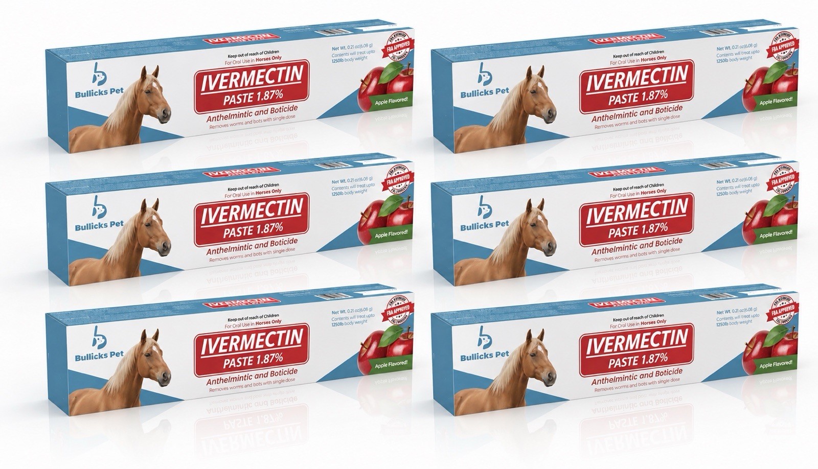 6 Pack New Paste Horse Dewormer Apple Flavor Exp Free Shipping USA Bullicks