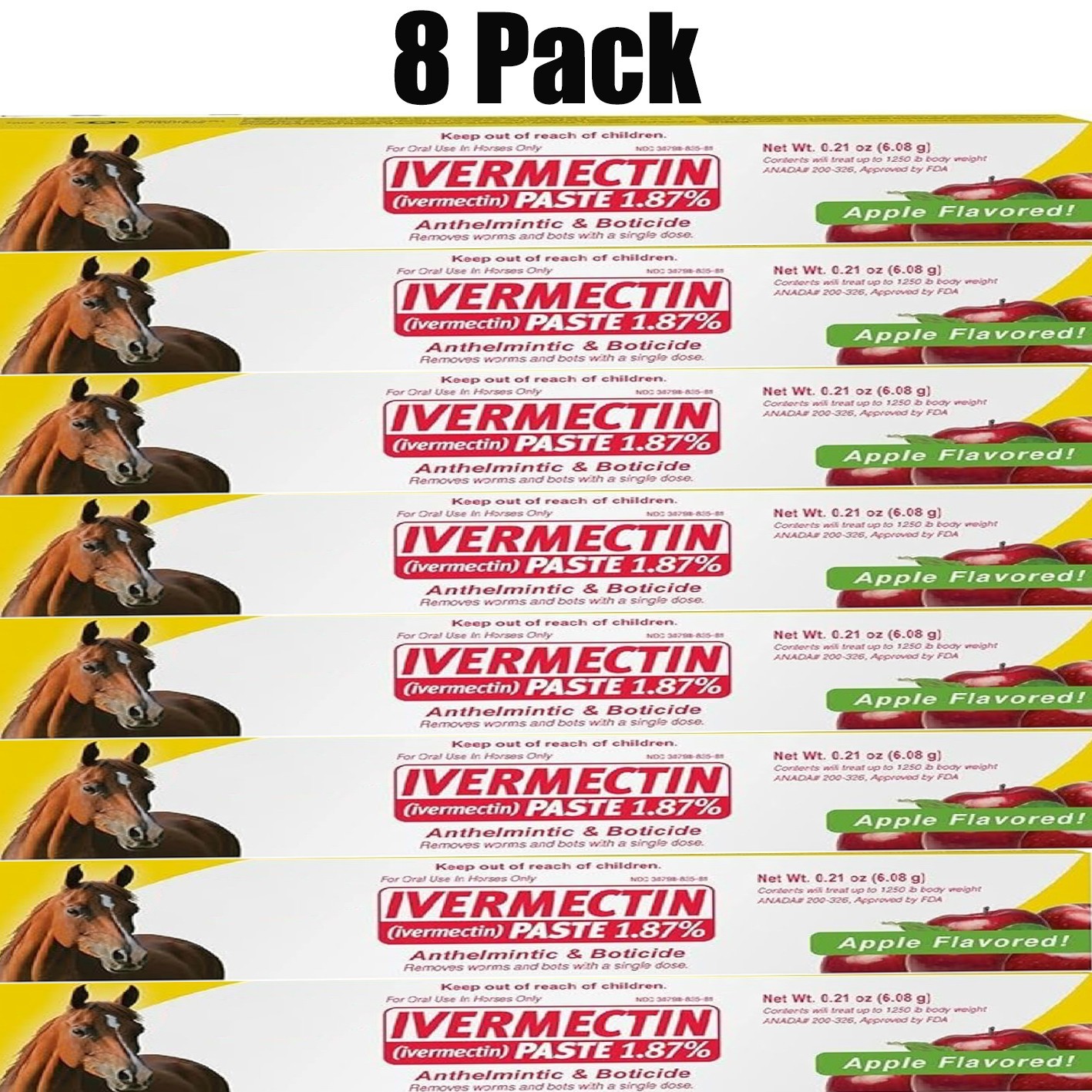 8 Pack In Box Paste Horse Dewormer Apple Flavor wormer US EXP1/2028