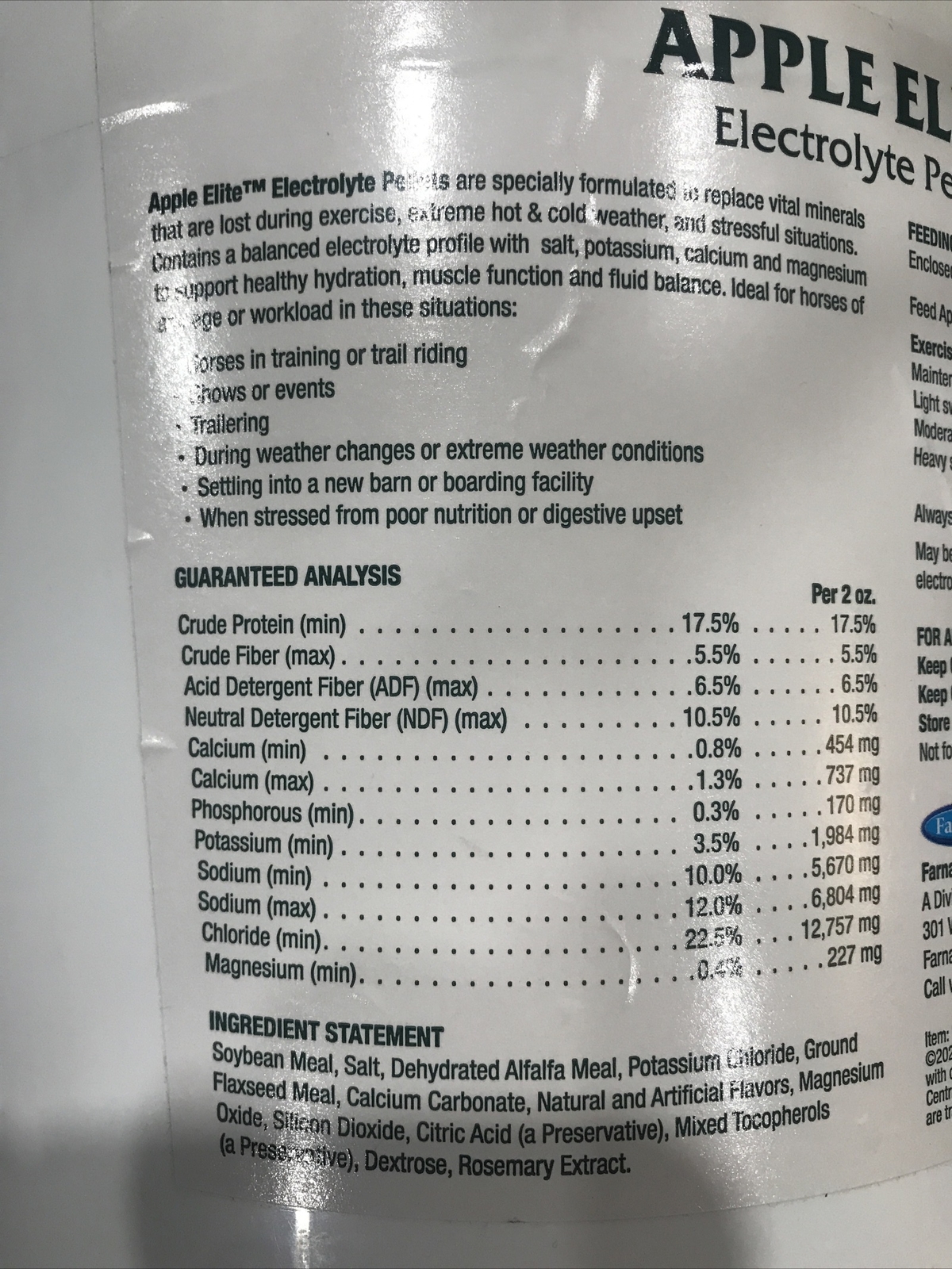 Farnam100544844 Apple Elite Electrolyte Pellets for Horses 7.5lb Bucket