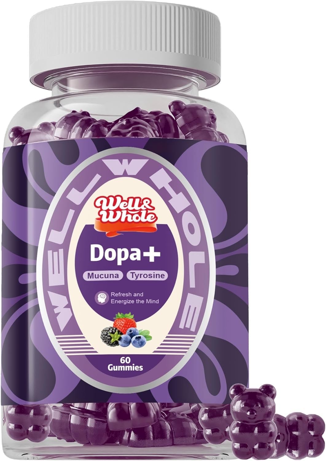 Well&Whole Dopamine Gummies – Mucuna Pruriens Supplements Gummies 500mg with L-T