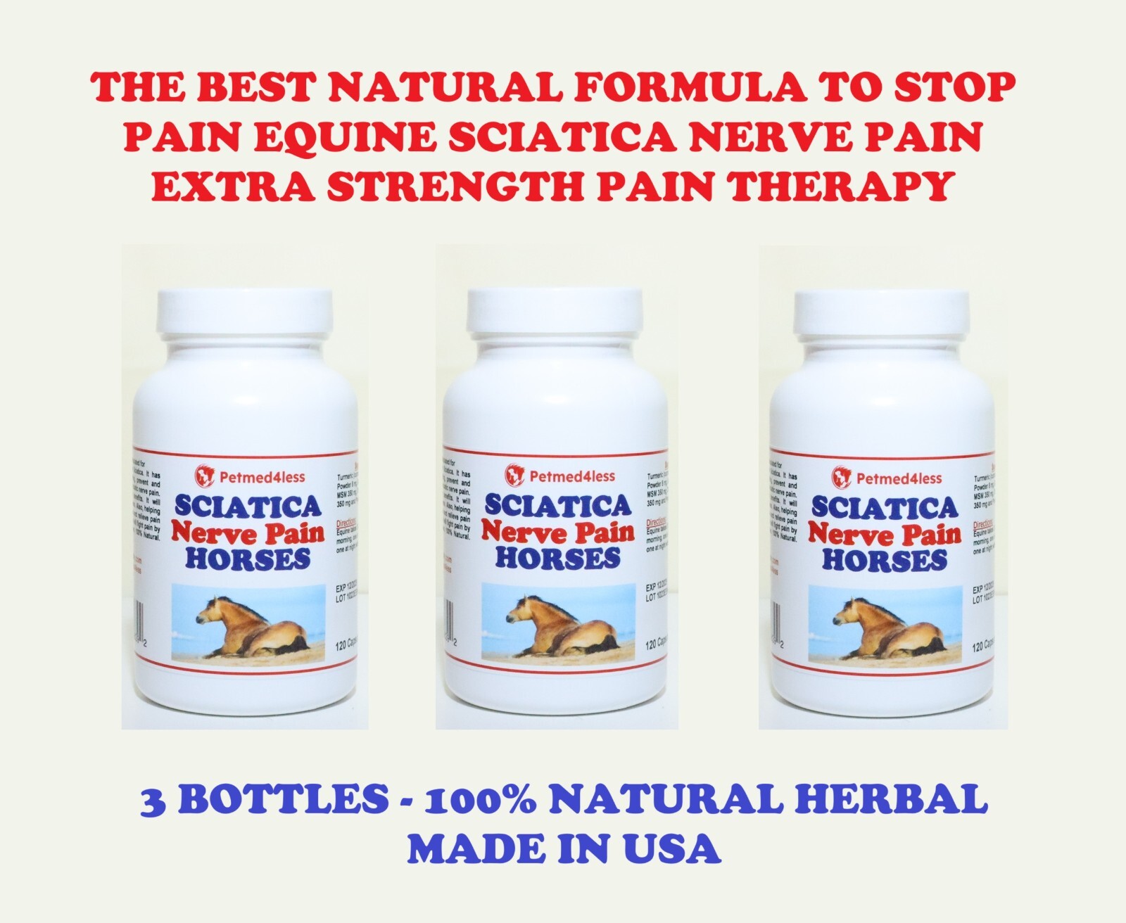 PARAR LOS DOLORES CIATICOS EN LOS CABALLOS – 100% NATURAL HERBAL – MADE IN USA