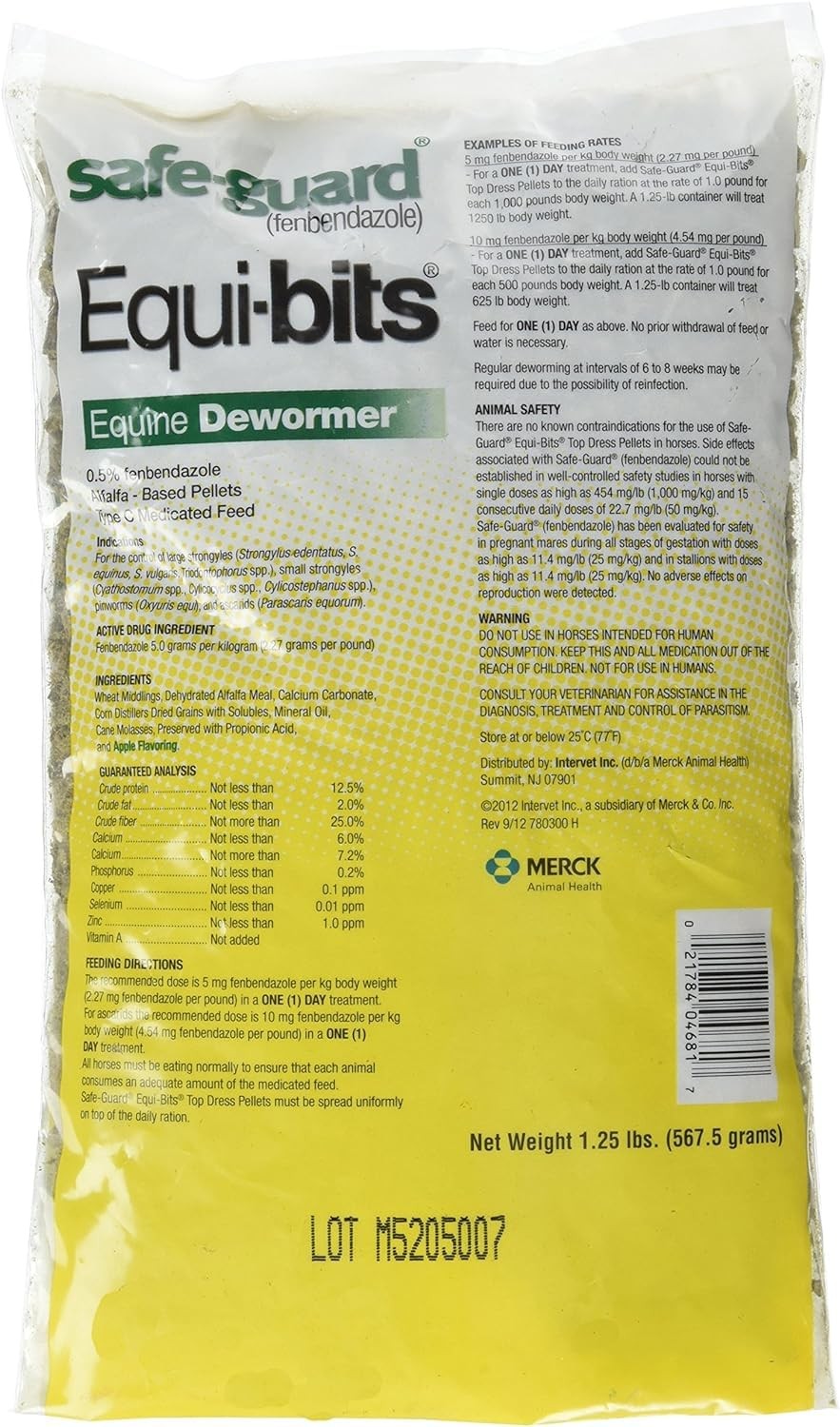 Intervet Safeguard Dewormer Pellets For Horses 1.25 Lb Pack Of 2 Alfalfa Based