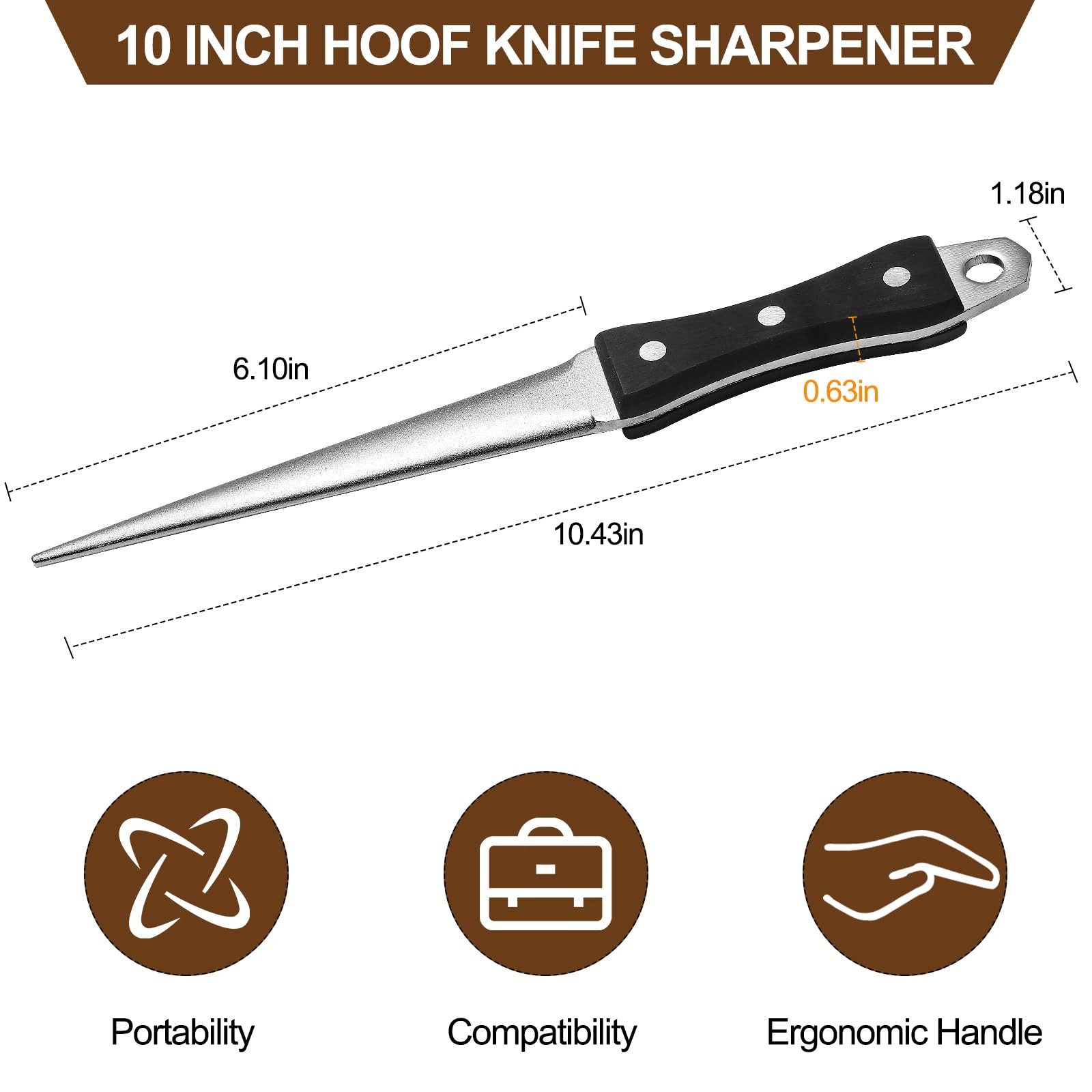 DICAFU Hoof Knife Sharpener,10 Inch Farrier Tool,Honing Rod with Professional…