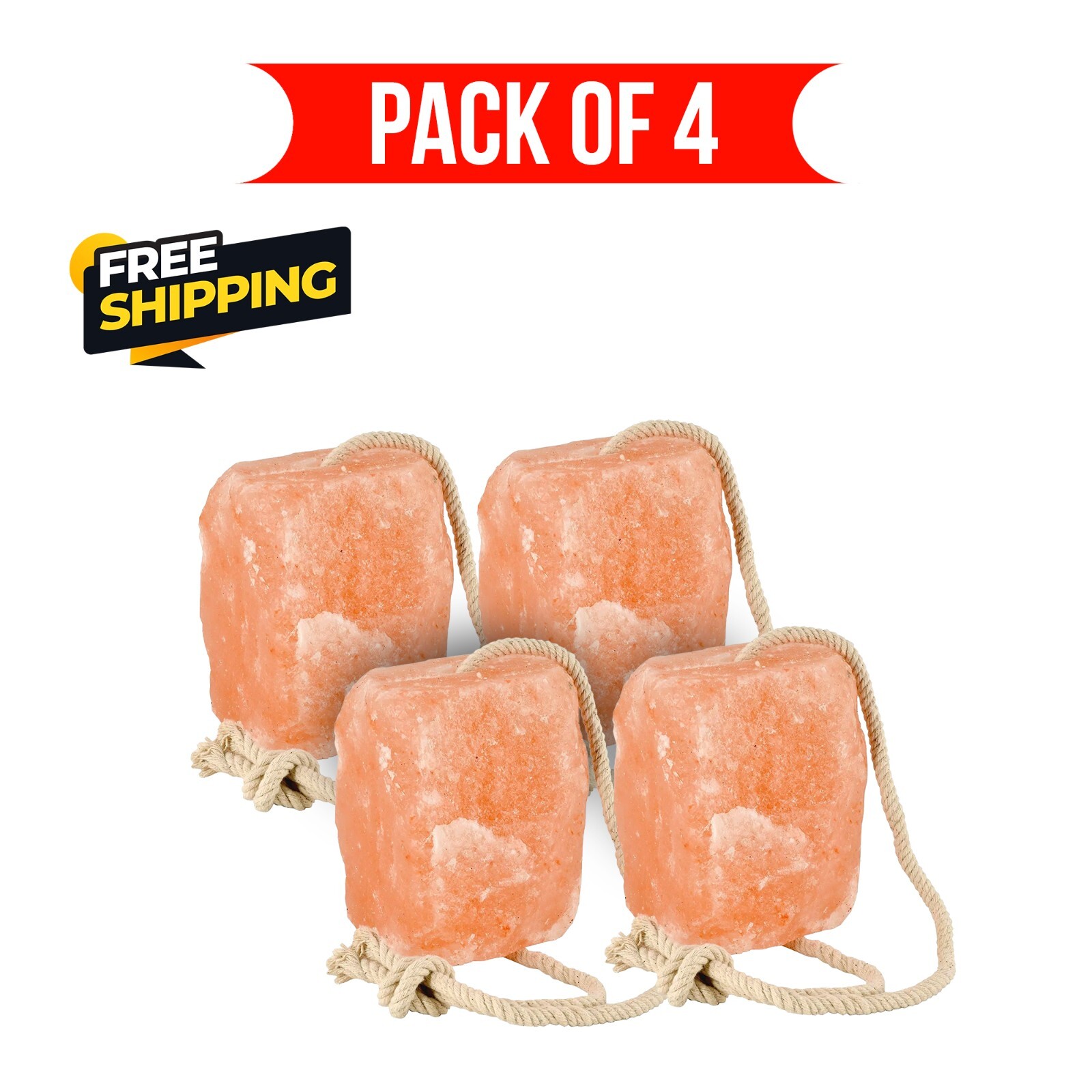 Himalayan Salt Lick Block 5-6lb Pack of 4 With Rope For Horses-Sheep & Deer