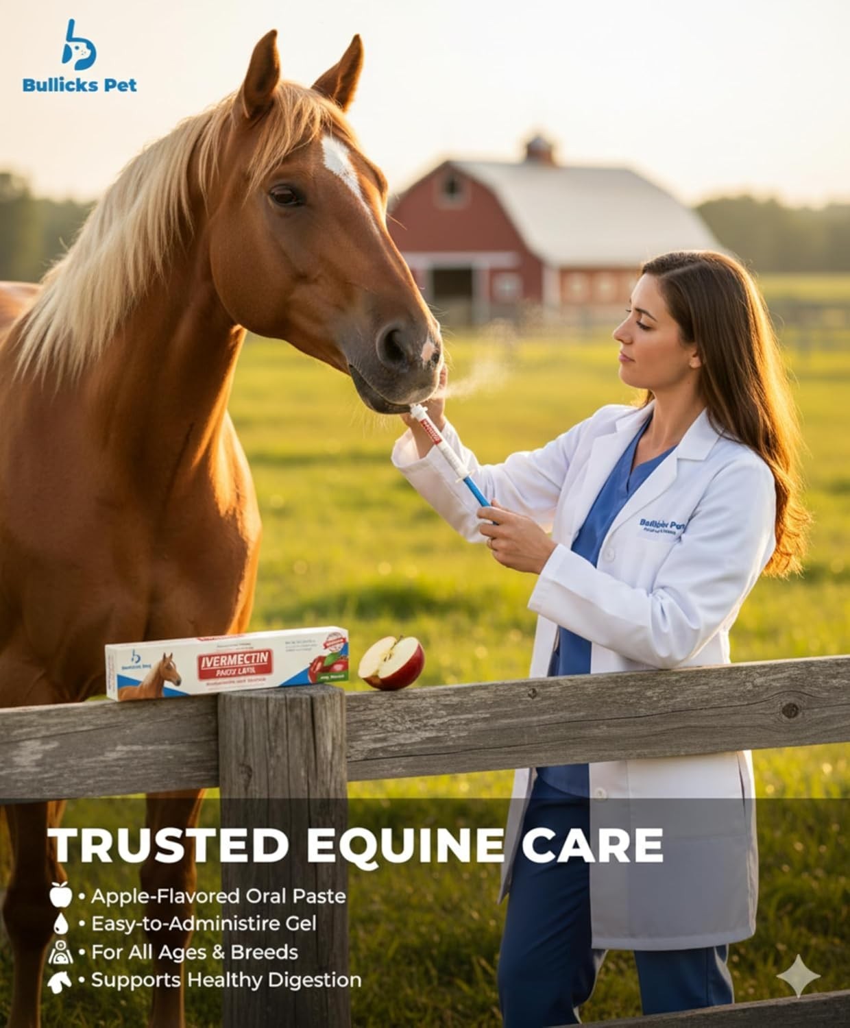 Bullicks Horse Dewormer Pack Paste Apple Flavor 0.21oz Expiry 01/2028