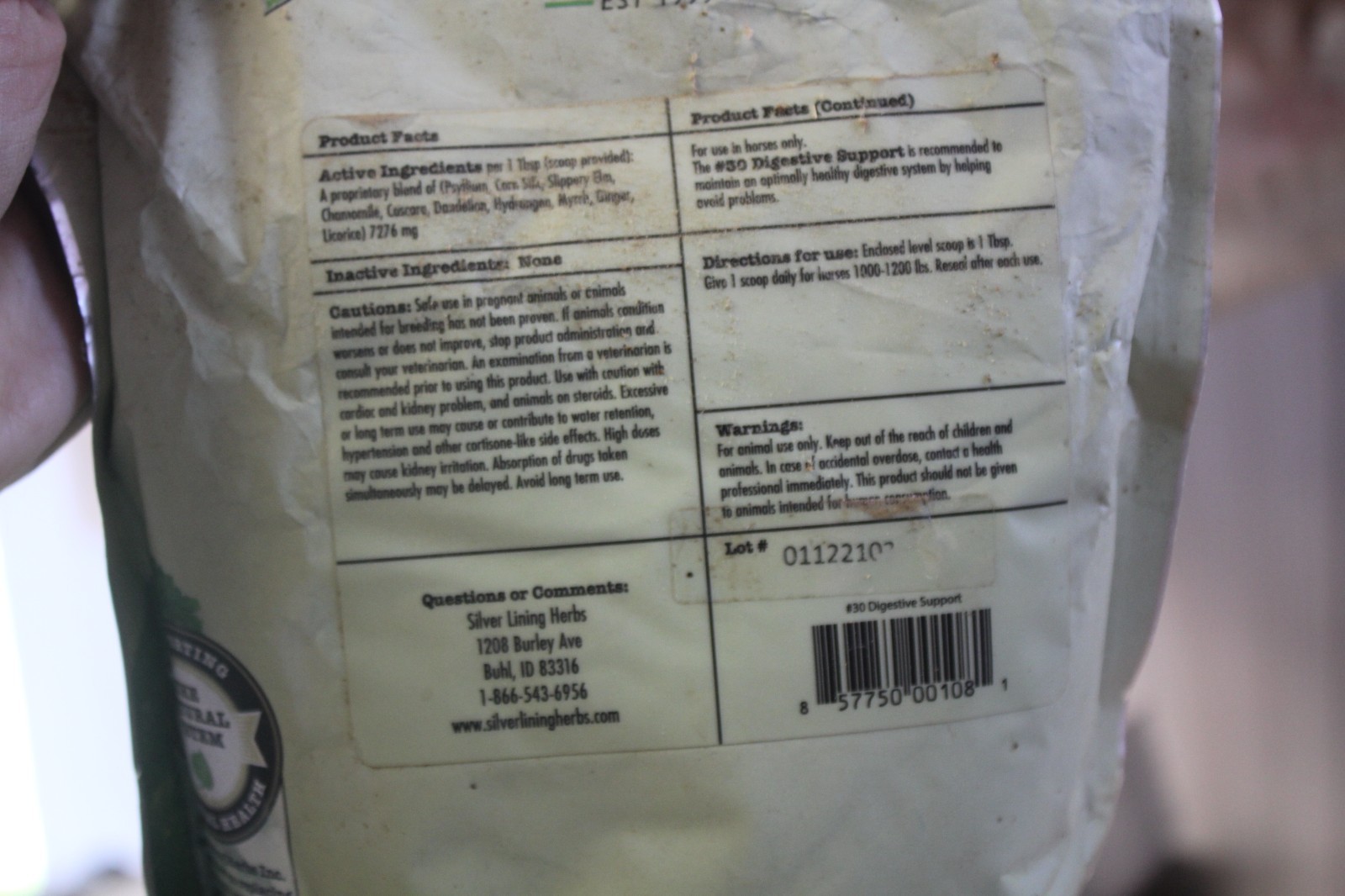 Silver Lining Herbs Digestive Support For Horses (UNKNOWN AGE) 12oz New OPENED
