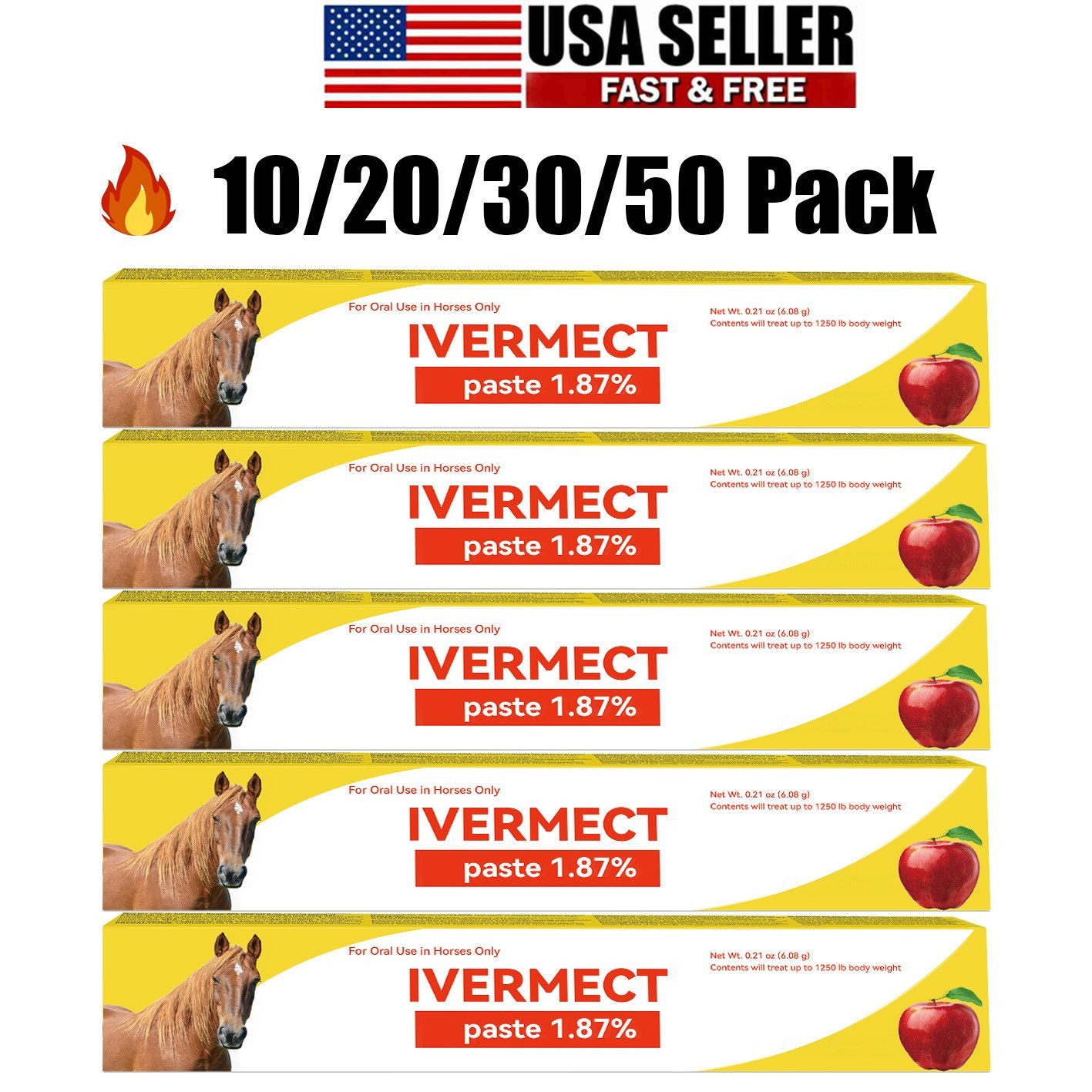 1/50 Pack In Box Paste Horse Dewormer Apple Flavor wormer Friendly design EXP 28