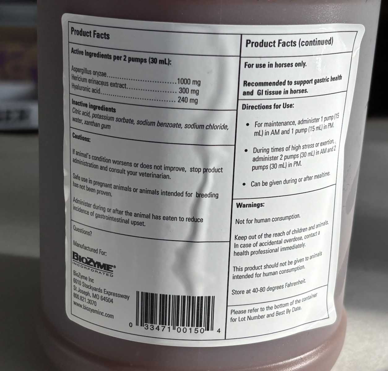 Vitalize Alimend – Horse Gastric & Equine Ulcer Support 64OZ with pump 08/25