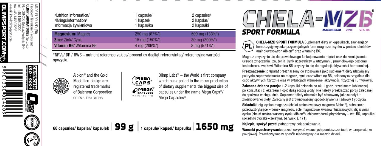 5901330004209 Olimp Sport Nutrition Chela MZB Sport Formula Mega Caps®/Mega Caps