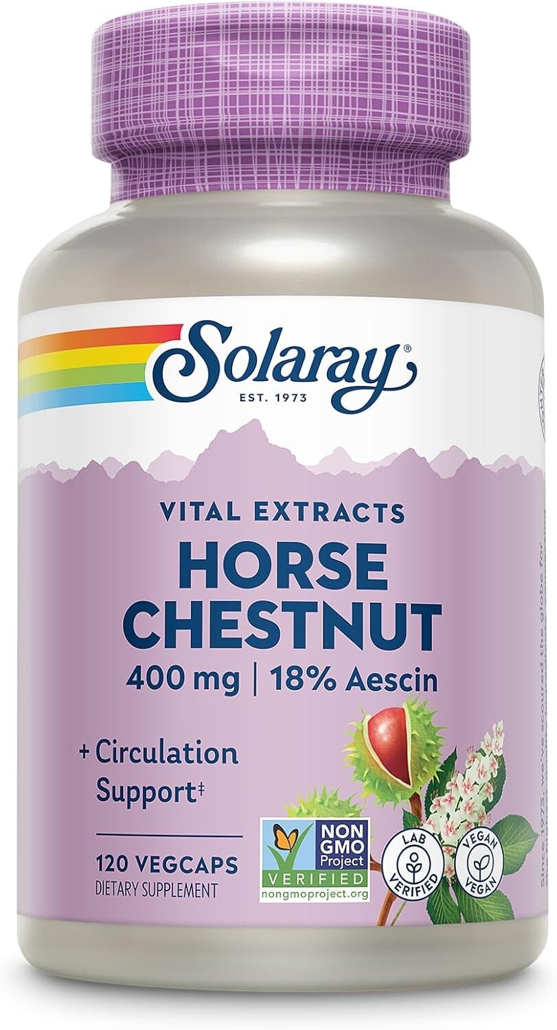 Horse Chestnut Seed Extract 400mg with Aescin & Butchers Broom – Vegan Capsules