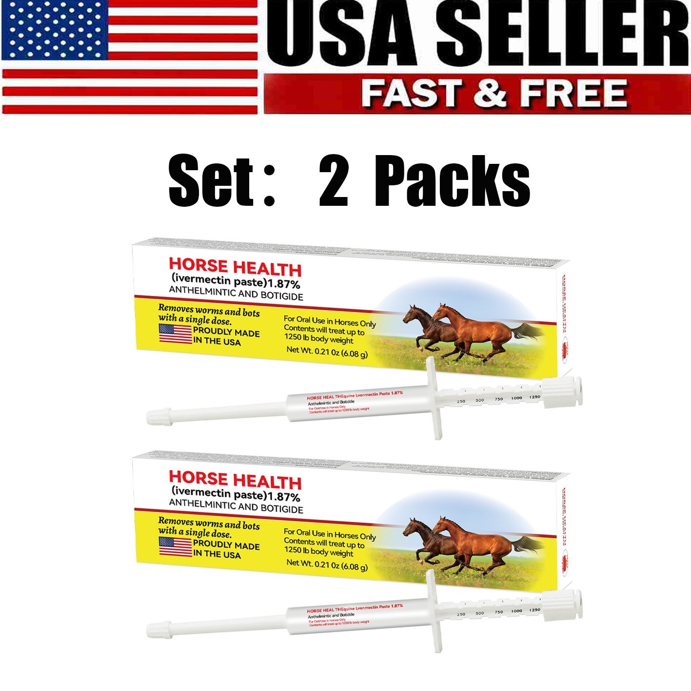 2 Pack In Box Paste Horse Dewormer Apple Flavor wormer Friendly design