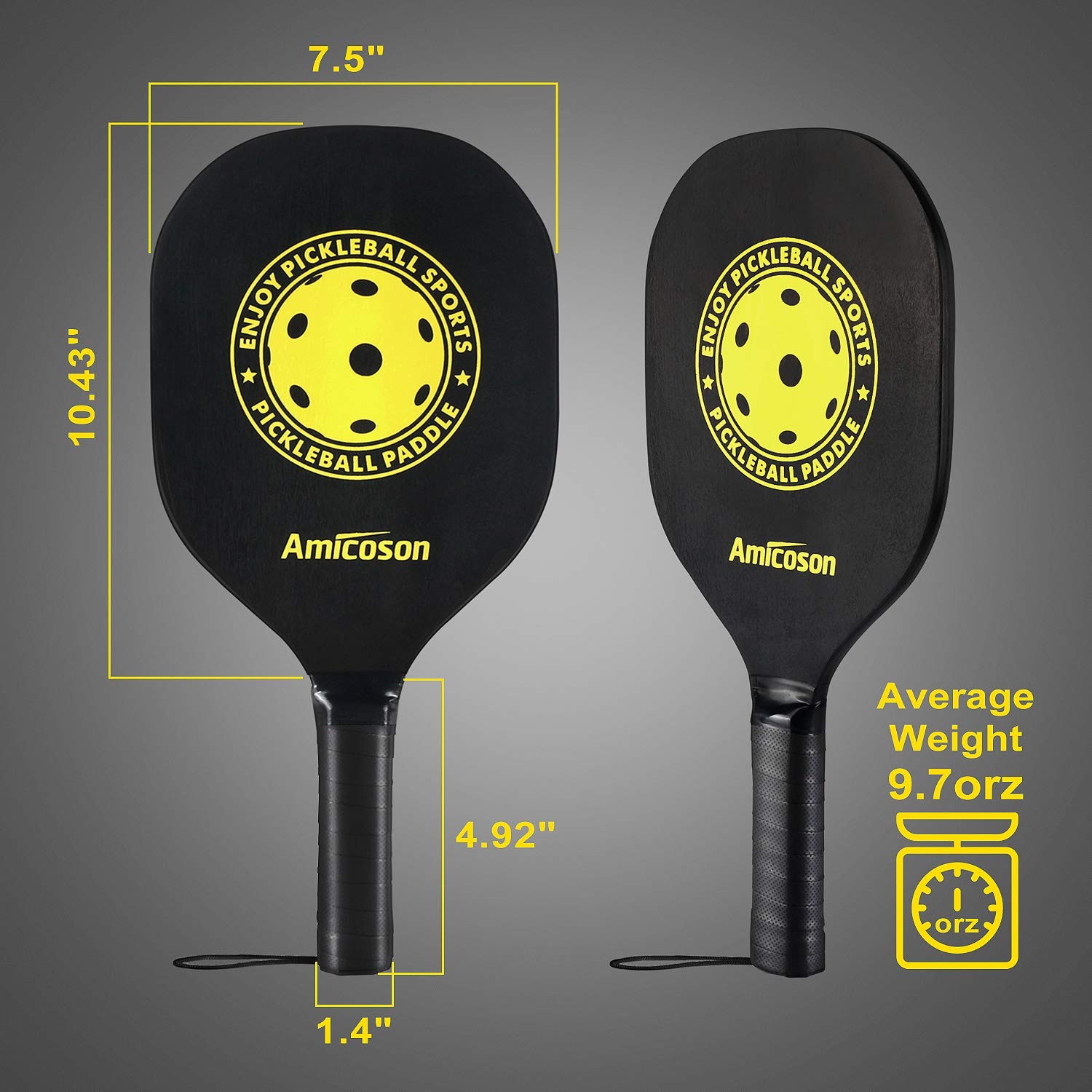 Pickleball Paddle Set with 4 Paddles, Indoor & Outdoor Balls, Paddle Wooden Schl…