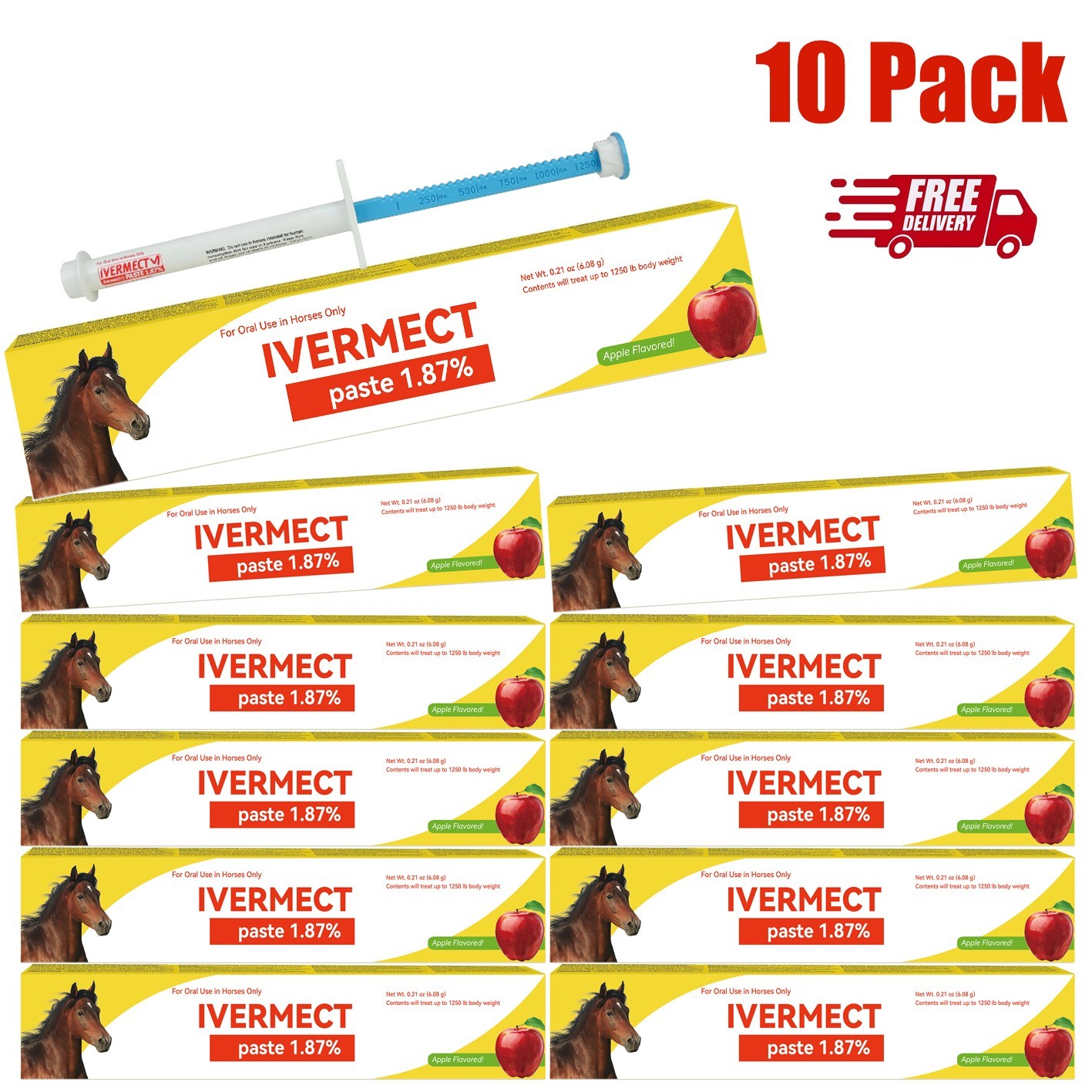10 Pack In Box Paste Horse Dewormer Apple Flavor wormer Friendly design EXP 1/28