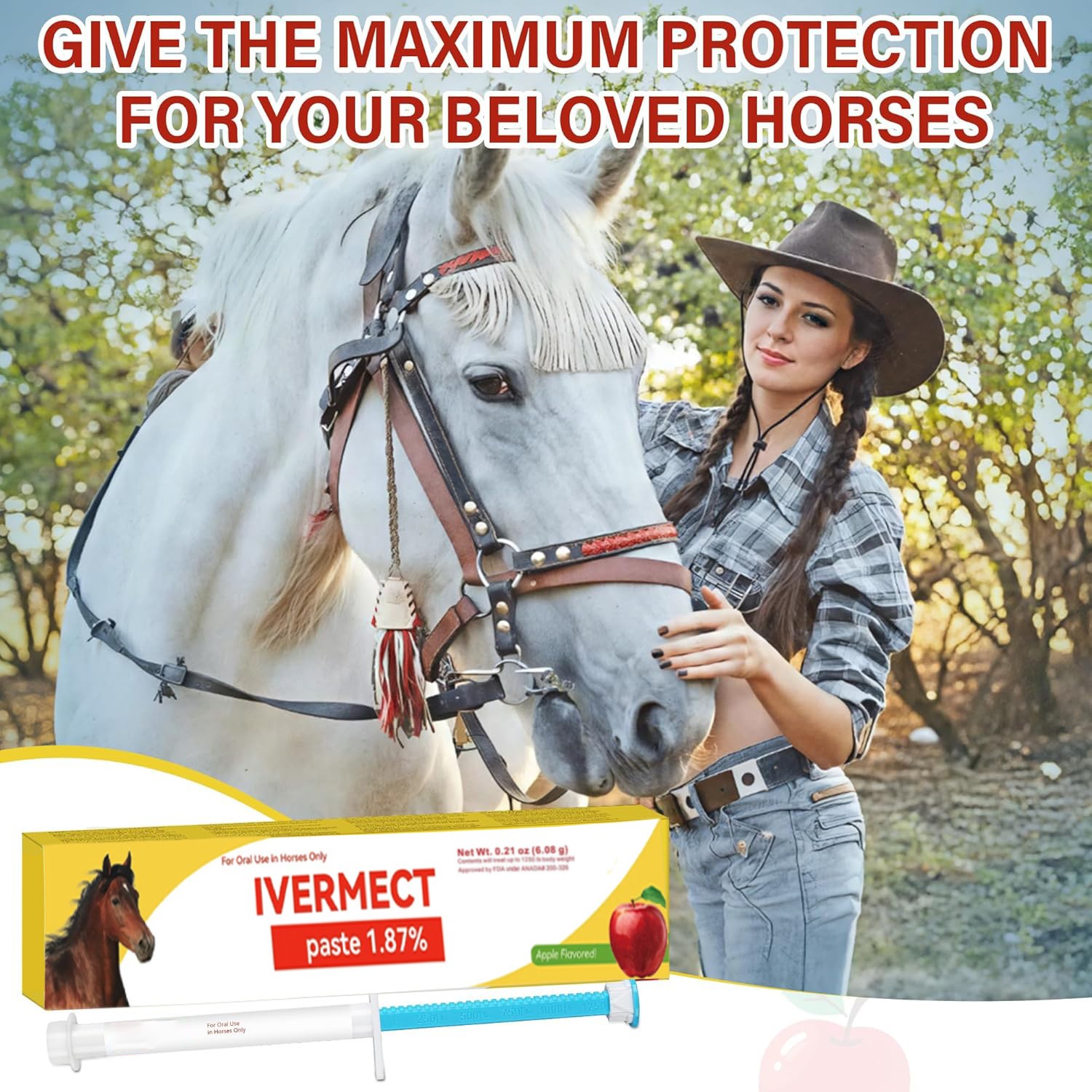 12 Pack New Paste Wormer Horse Dewormer Apple Flavor US Free Shipping EXP 1/2028