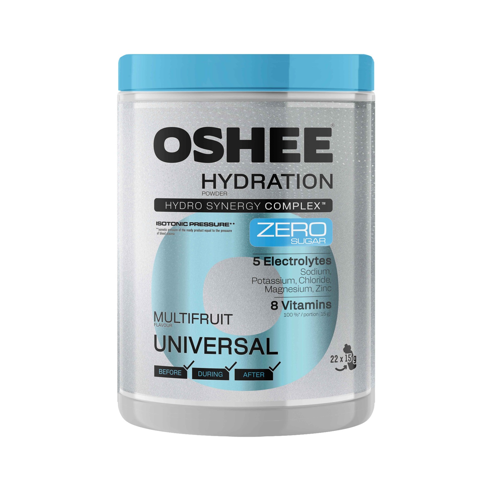 5905868422757 OSHEE Hydration Powder Multifruit Zero Jar 330g Oshee Polska